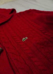 Red Lacoste Hooded Cardigan