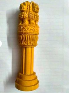 Wooden Handmade Ashoka Stambh Pillar  (15 CM) Stan