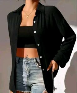 Black Tie-Front Shirt Size S,L,XL