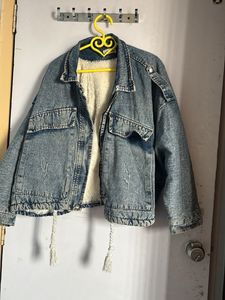 unisex Trendy crop  Denim Jacket  as baggy fit