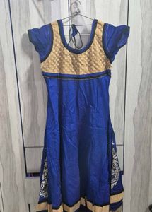 Blue &amp; Gold Embroidered Dress