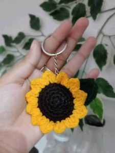 Crochet Sunflower Keychain🌻✨