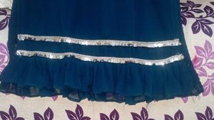 Elegant Navy &amp; Of White Embroidered Pant Suit
