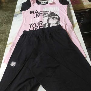 Printed Pink Night Suit