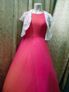Elegant Pink Dress with Shrug