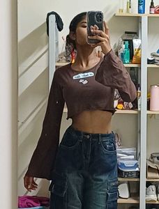 Flare Sleeves Ribbed Crop Top