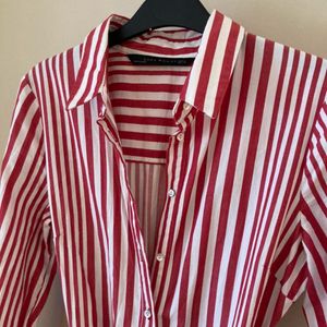 Zara Red And White Striped Shirt