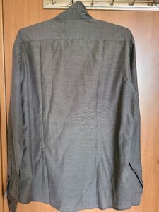 MARK TAYLOR  Men Solid Grey Black Shirt Size 44