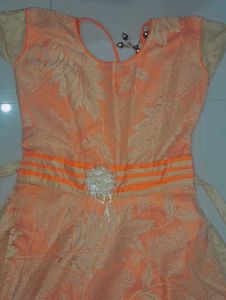 Elegant orange Ethnic Gown