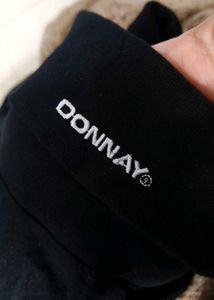 Donnay Men Black Cotton long neck Tshirt