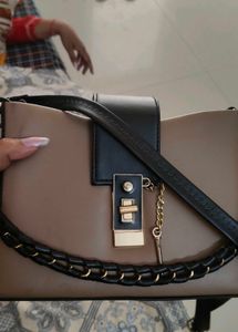 Tan &amp; Black Crossbody Bag
