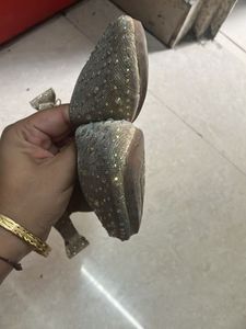 Sparkly Gold Ankle Strap Flats