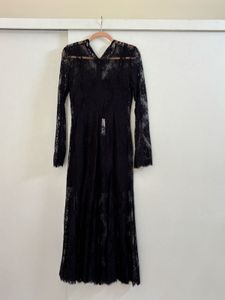 MANGO Black Lace Maxi Dress
