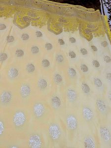 Elegant Yellow &amp; Gold Saree