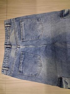 Light Wash blue denim Cargo baggy Jeans