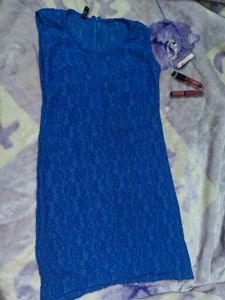 Blue Lace Sleeveless Dress