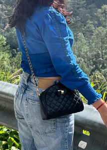 Stylish Blue Smocked Top