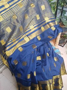 Elegant Blue &amp; Gold Saree with blouse