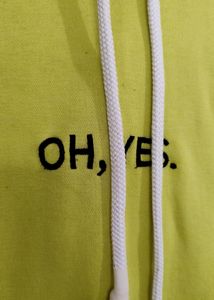 Zara Oh Yes Embroided Unisex Parrot Green Hoodie