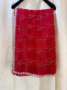Red Handwork Jimmy Choo Fabric Saree