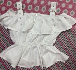 White Embedded Straps Top