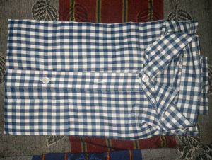 Blue Gingham Button-Down Shirt