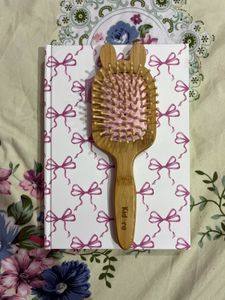 Pink Coquette Wooden Hair Brush🎀bowclip+scrunchie