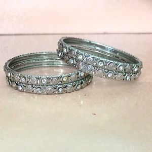 Silver Sparkly Bangle Set