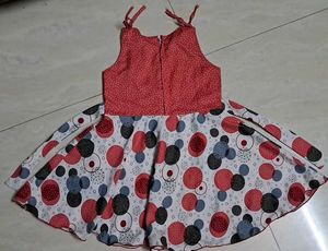 Girls Red Polka Dot Dress with Tie Straps