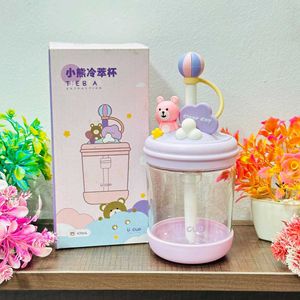 Cute Bear Water Bottle with Straw