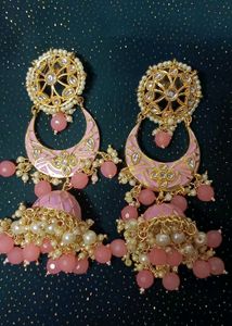 Pink Kundan Jhumka Earrings💗