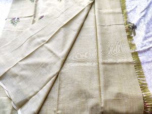 Pista Pure cotton Saree With Blouse Piece