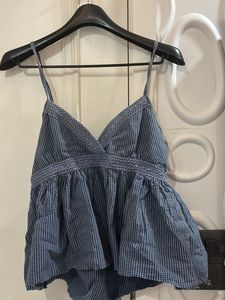 Blue Gingham Crop Top
