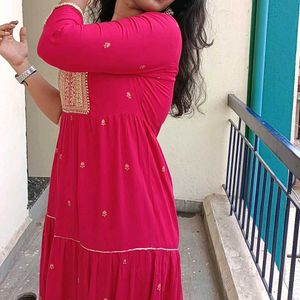 Red &amp; Gold Embroidered Dress