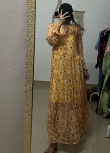 NEO NOIR A-Line Flared Yellow Maxi Dress