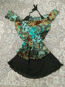 Y2k Patterned Halter Top.