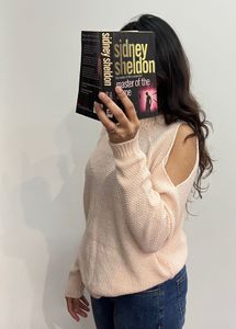Pastel Pink Pullover With Cut Out Sleeves