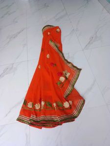 Elegant Orange Floral Saree