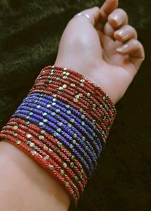 Red Blue Maroon Bangles Set