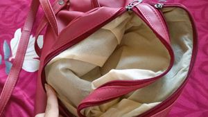 Burgundy Faux Leather Backpack Clg Bag