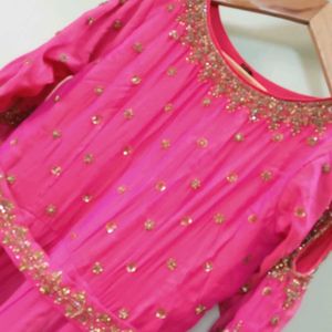 Pink Zari Work Gown!
