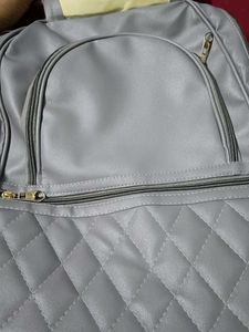 Gray Quilted Backpack
