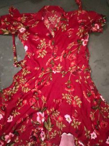 Red Floral Print Dress