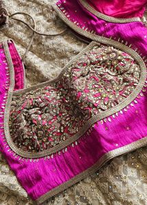 Hot Pink Embellished Indian Blouse