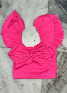 Pink Ruffle Crop Top