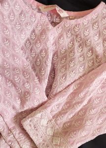 Embroidered Chikankari Pink Straight Kurta💕🍁
