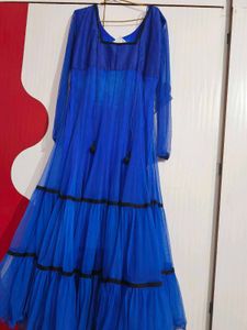 Navu Blue Anarkali Gown With Dupatta