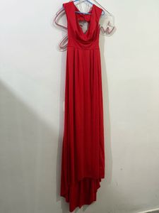 Red Maxi Tail Slit Backless dress for shoot/event