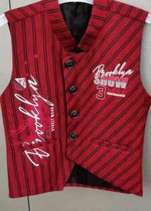 Stylish Boys&#39; Red Striped Waistcoat