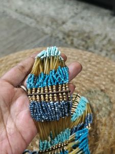 Beaded Turquoise And Gold Necklace